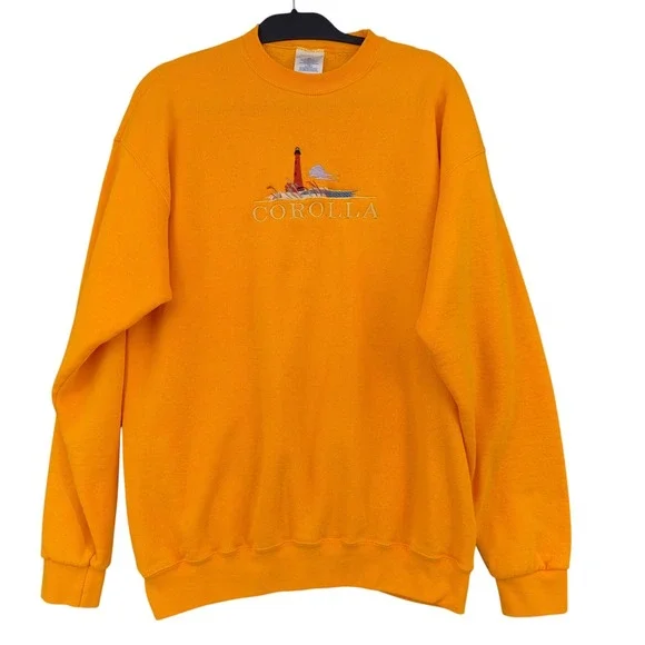 Santee Silver Vintage Corolla Lighthouse Sweatshirt Women XL Cotton Blend Orange