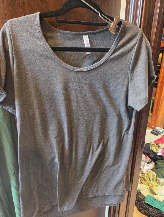 LuLaRoe L Classic T Short Sleeve Top - Charcoal