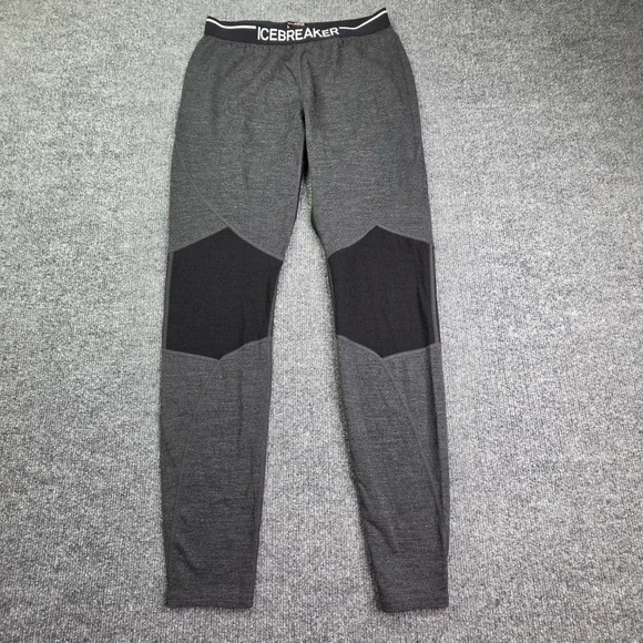 Icebreaker Bodyfit Zone Leggings Mens L Gray Merino Wool Base Layer