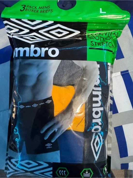 Lot of 2 Umbro 3-Pack Men’s Boxer Briefs – Black, Blue, Yellow