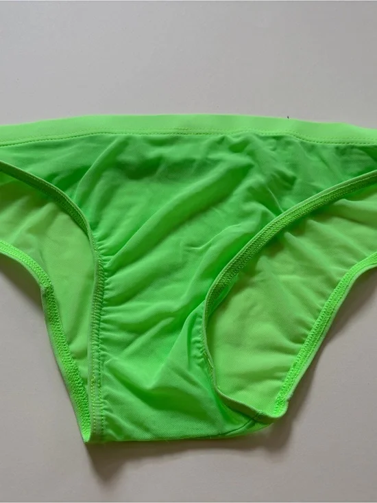Men's Neon Green Sheer Briefs - Lightweight Comfort