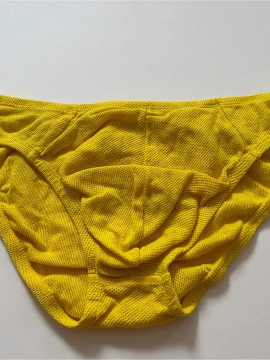 Men's Yellow Mesh Briefs - Breathable Athletic Fit