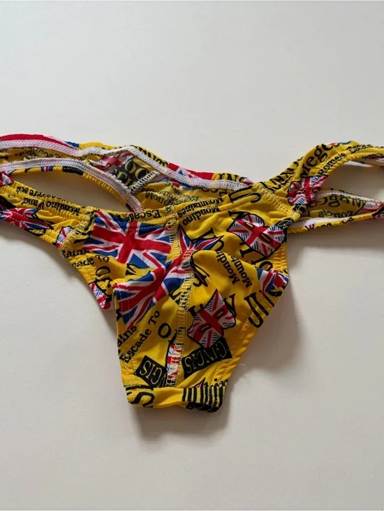 Men's Yellow Union Jack Print Briefs Thong