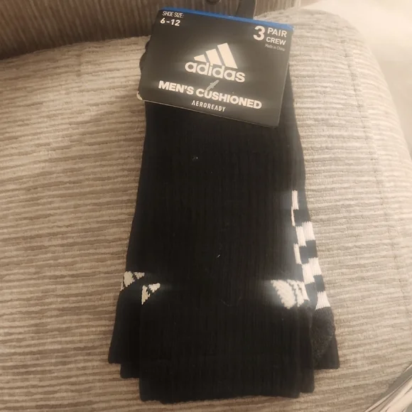 Adidas Men's Cushioned Crew Socks - Black and White