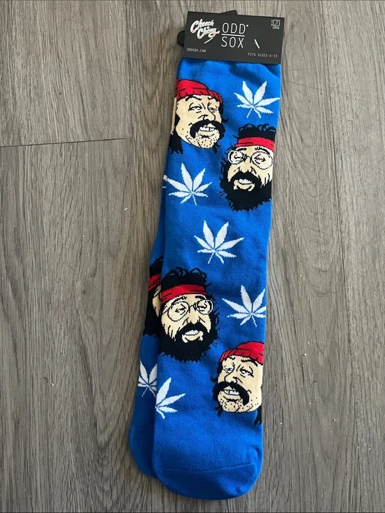 Men’s Novelty Crew Socks - Blue with Red Accents