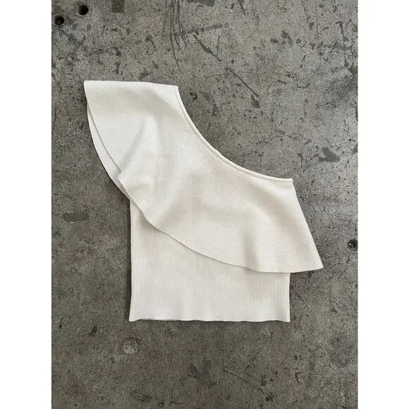 Aritzia Ivory Wilfred One Shoulder‎ Crop Top Size Small