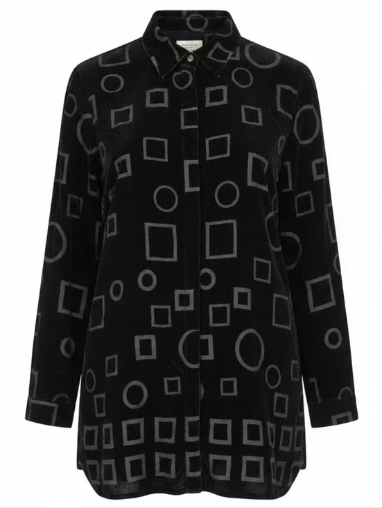 COLDWATER CREEK | Burnout Velvet Silk Rayon Hidden Button Tunic Blouse | XL