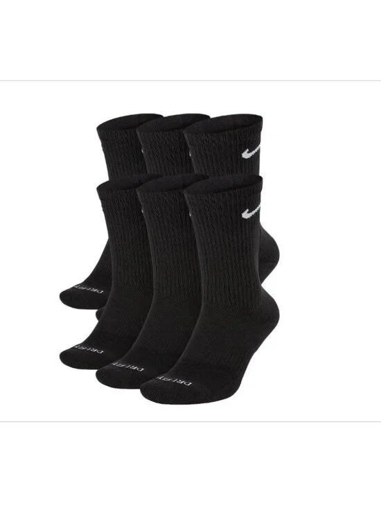 Nike Everyday Plus Dri-FIT Adult Unisex Cushioned 6 Pack Crew Socks Mens L (8-12