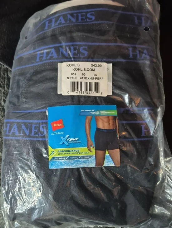 Hanes X-Temp Men's 4X Black Boxer Briefs 3 pack - New