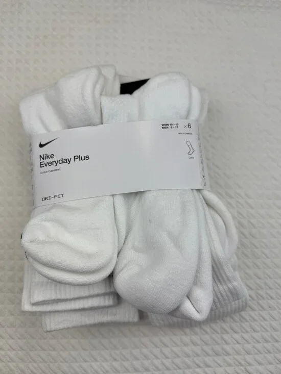 Nike Everyday Plus Dri-FIT Adult Unisex Cushioned 6 Pack Crew Socks Mens L (8-12