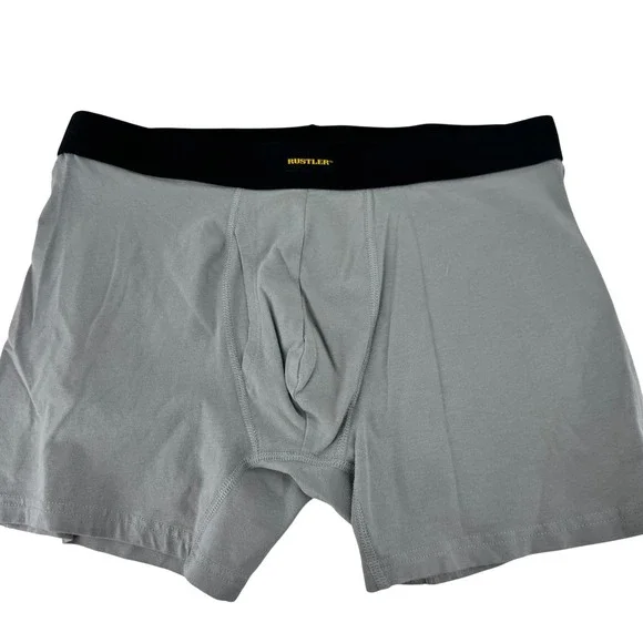 Rustler Wrangler Mens Boxer Briefs Grey Cotton Spandex L 36 38 Comfort Waistband