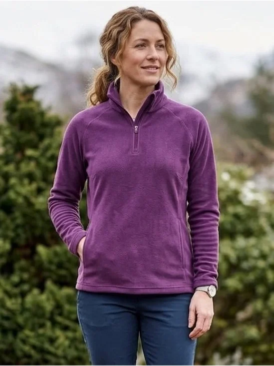 Women’s Columbia Fleece 1/4 Zip Fitted Style Jacket Cozy Warm Hiking Outdoor