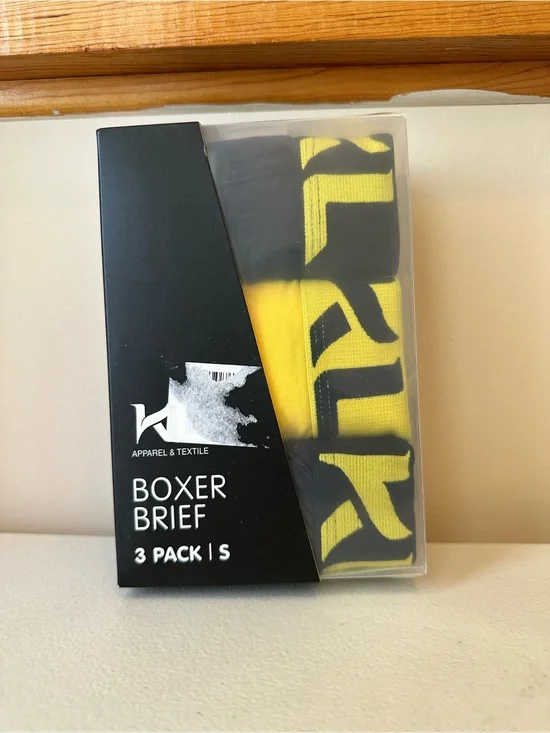 New Men’s KL Apparel & Textile Boxer Briefs 3 Pack Yellow/Black Small