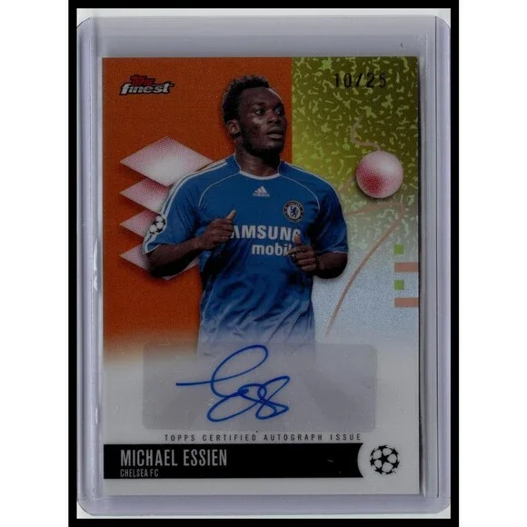 2025/26 Topps Finest Club Competition Michael Essien Orange Auto /25. Chelsea FC