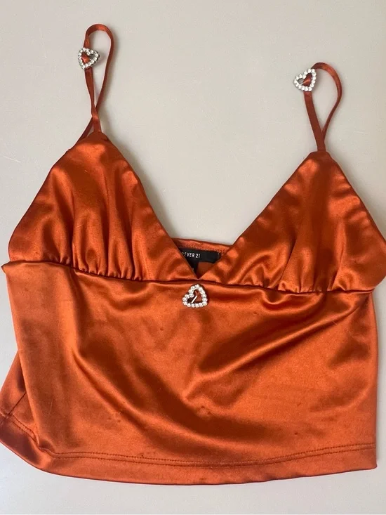 Forever 21 Rust Orange Satin Heart-Accent Cami