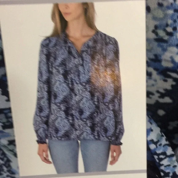 Joie  Blue Parisian Paisley Peasant Top Size XX-Large NWT