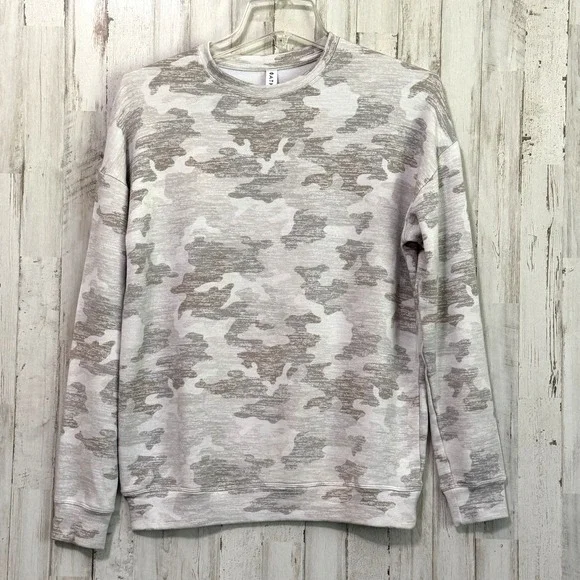 Athleta Pure Luxe Camo Printed Sweatshirt XXS Lounge Casual Pullover Crewneck