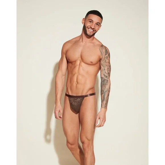 Cosabella Never Say Never Men's Luxury Italian Lace Thong Brown