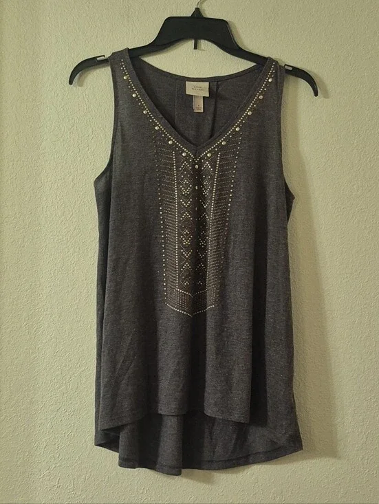 Knox Rose Charcoal Tank with Gold Stud Detail