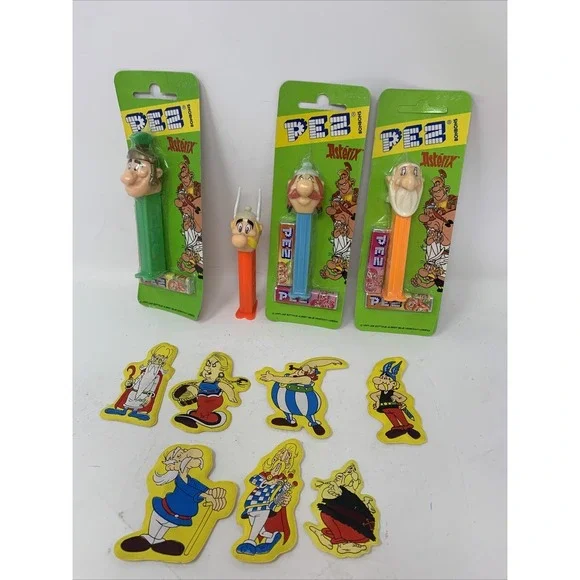 PEZ Asterix set 4 on Non-US cards Plus Magnets