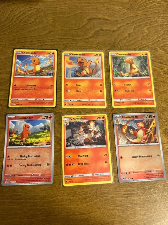Lot of 6 Charmander/Charmeleon Cards