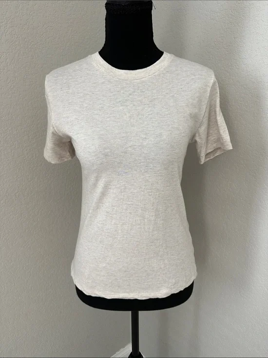 dip Neutral Short Sleeve Crewneck Tee in Oatmeal Heather