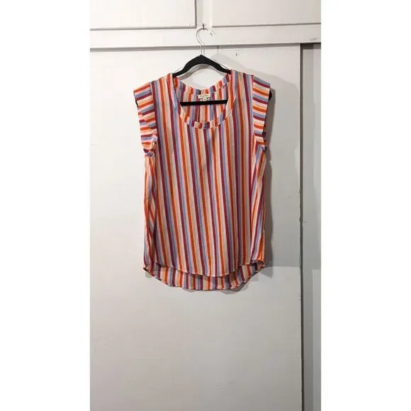 Striped Semi-Sheer Blouse - Lily White sz. Large