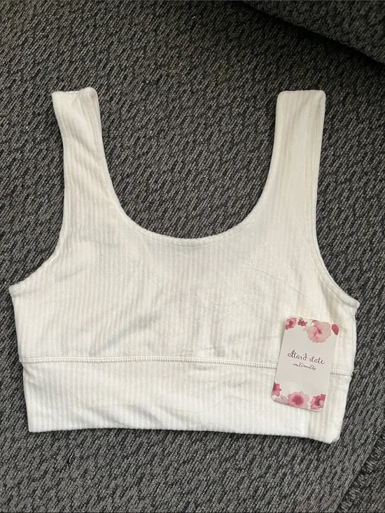 Altar'd State White Ribbed Scoop-Neck Cropped Tank