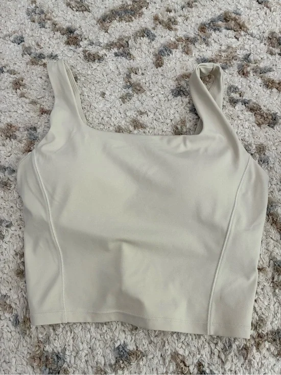 HALARA Cream Square Neck Crop Tank