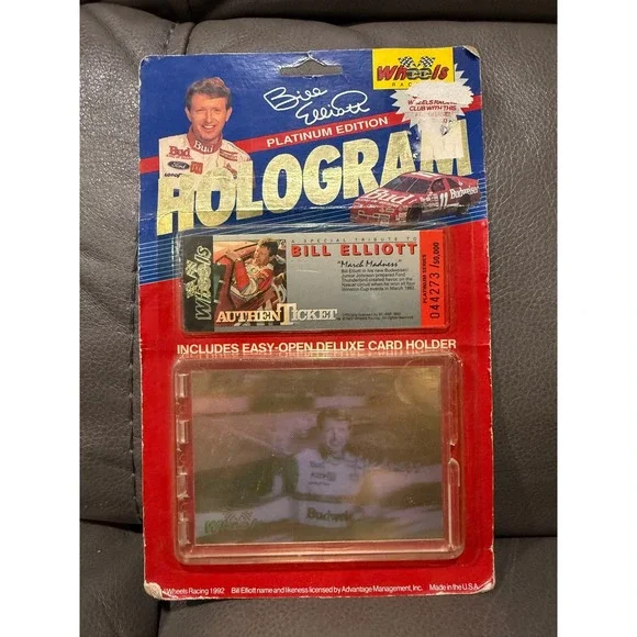 1992 Wheels Racing Bill Elliott Platinum Edition Hologram Authenticket 044273