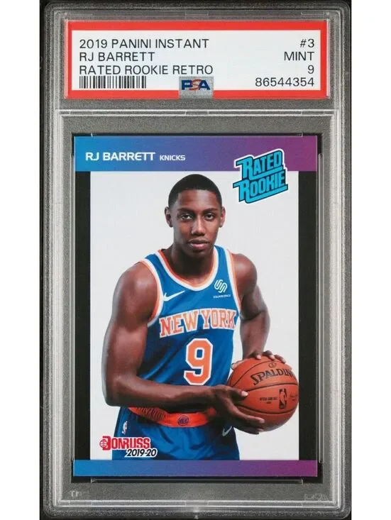 RJ Barrett 2019-20 Panini NBA Rated Rookie Retro Card 1/3431 PSA 9 MINT