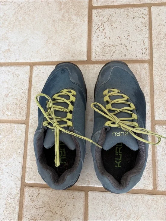 KURU Men's Athletic Lace-Up Shoes in Slate Blue with Lime Laces