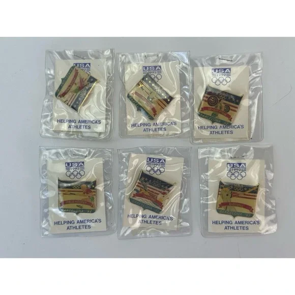 Vintage 1992 USA Olympic Barcelona Sports Pin Lot of 6 NOS Sealed Team USA