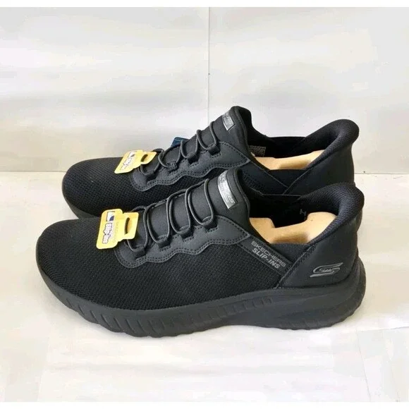 Skechers Men's Slip-Ins BOBS Sport Squad Solid Step Shoes Black Size 9.5