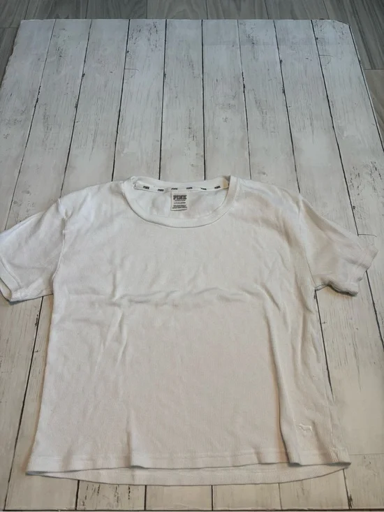 Victoria's Secret PINK White Ribbed Tee