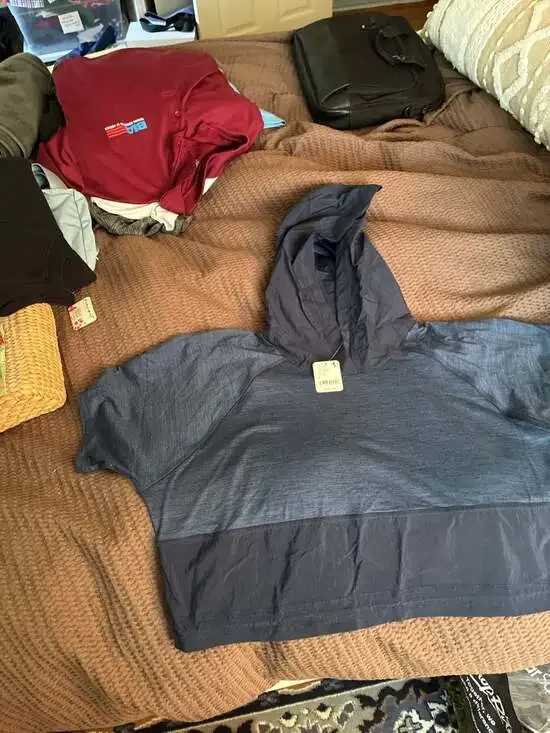 FP Movement Short Sleeve Crop Hoodie in Midnight Navy