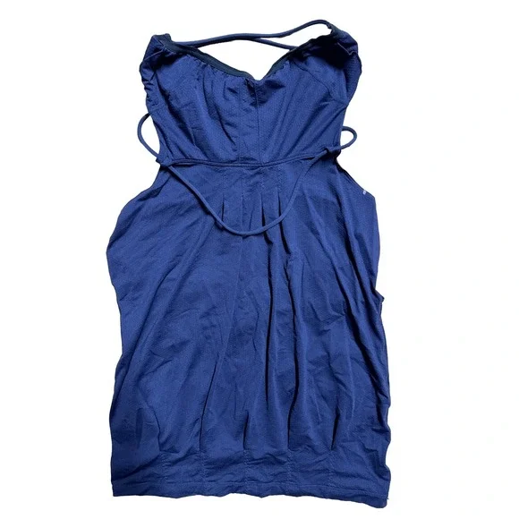 Lululemon Strappy Tank Top Sz 10 Built‎ In Bra Blue Yoga Athletic Workout Y2K