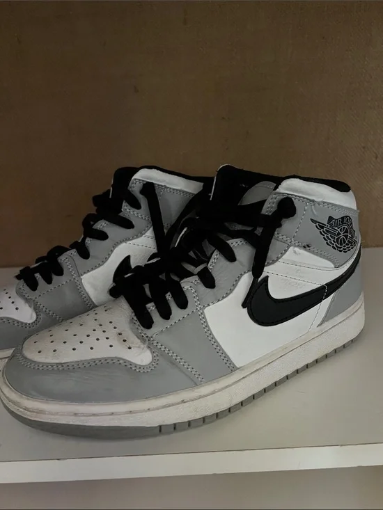 Nike Air Jordan 1 Mid White Grey Black Athletic Shoes