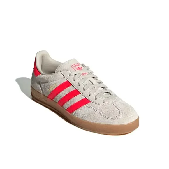 Adidas Men's Beige Lucid Red Cloud White Gazelle Indoor Sneakers Size 5