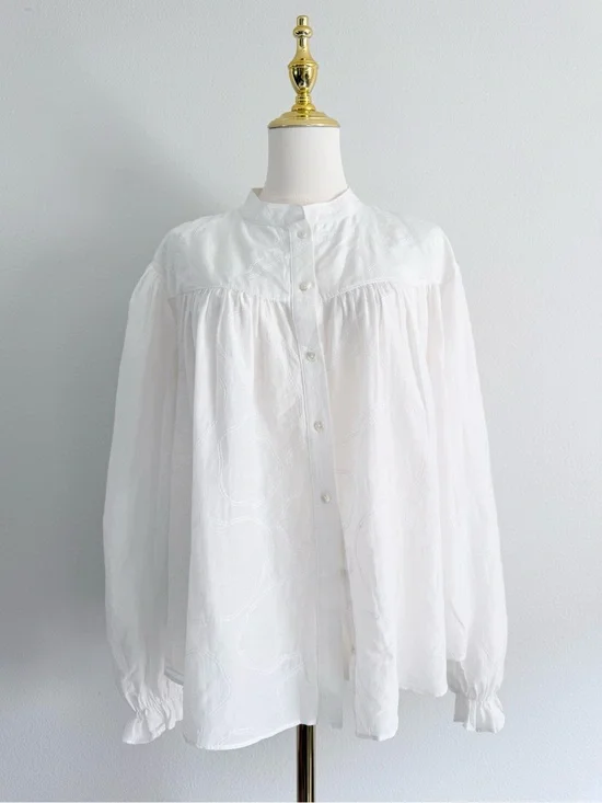 AYR The New Romantic white Embroidered blouse ballon bell sleeve Sz L