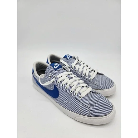 Nike Tennis Classic AC Blue White BLue Striped 377812-148 Mens 9.5 EU 43
