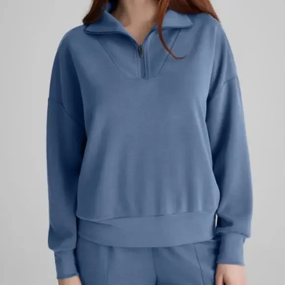 Tommy John Luxe Traveler Knit Quarter-Zip Pullover Vintage Indigo  Size S
