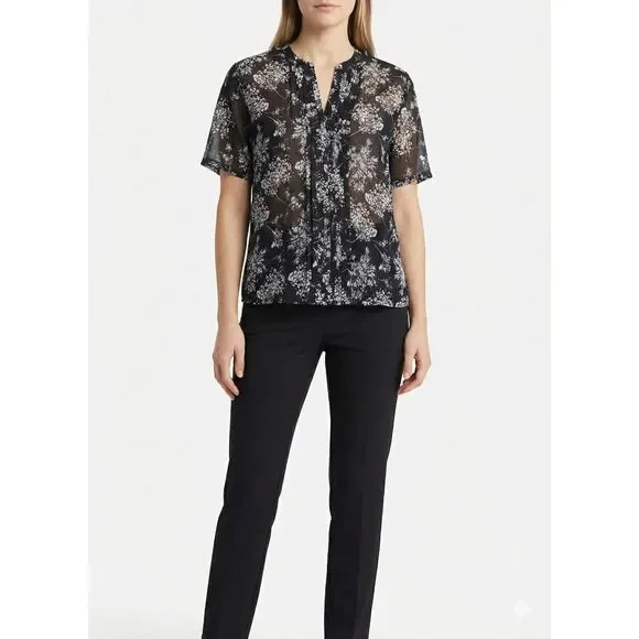 Banana Republic Sheer Floral Blouse S Whimsigoth Dark Academia Botanical
