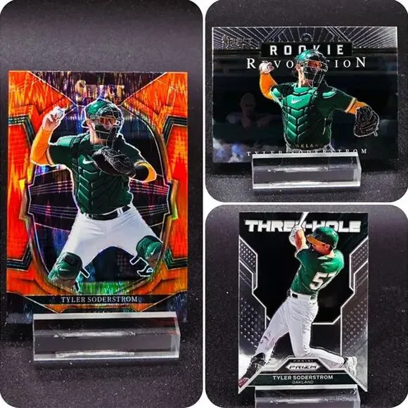 Tyler Soderstrom Orange Flash Prizm Three Hole Rookie Revolution Athletics Star