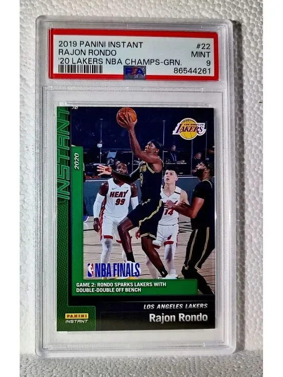 Rajon Rondo 2020 Panini LA Lakers NBA Champions #22 Green Card 10/10 PSA 9 Mint