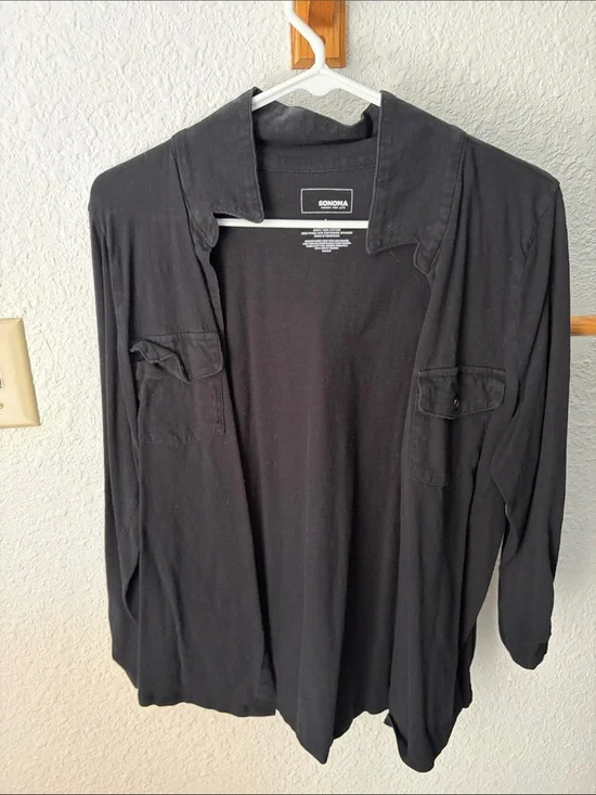NWOT Sonoma Black cotton button up shirt