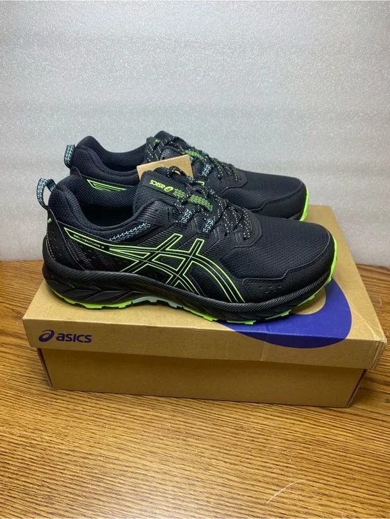 Asics Gel Venture 9 Waterproof Hiking Trail Running Shoes Black Mens Size 8 New