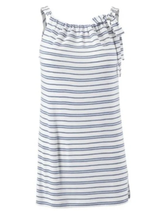 CAbi White Tank Top with Blue Stripes