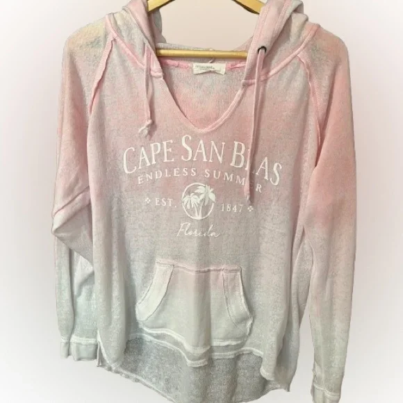Ocean Drive Cape San Blas Florida Women's Pink Hoodie Sweatshirt Size Large