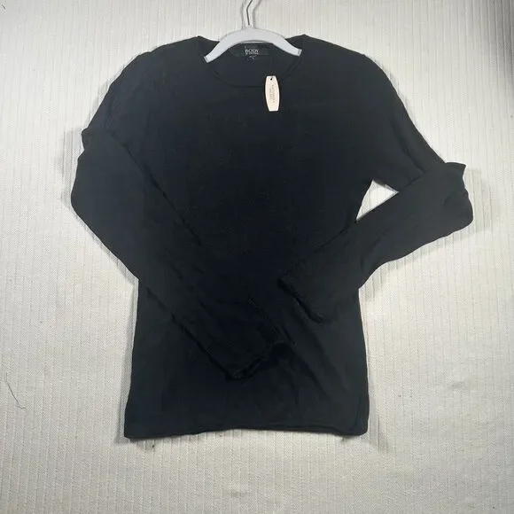 Victoria's Secret Body Long Sleeve Tee Shirt L Black Crew Neck Top NWT Stretch